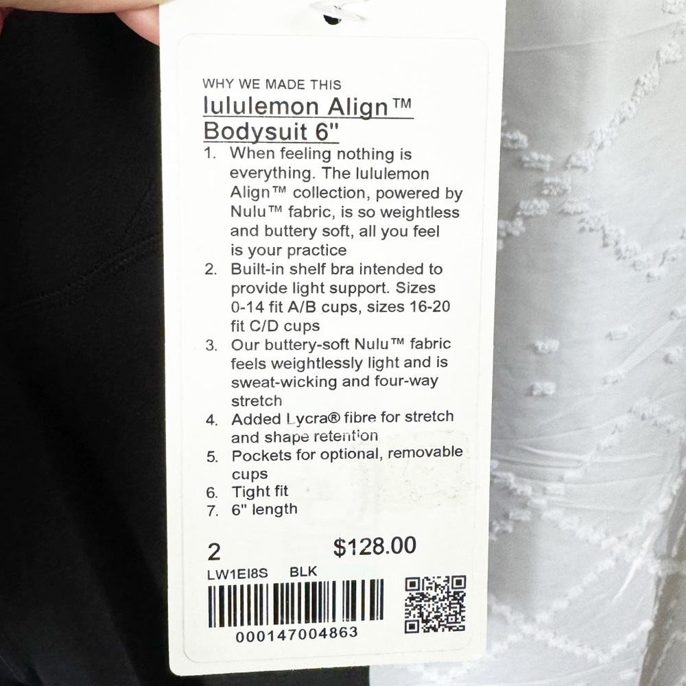 💎👀 #113 LULULEMON Align Bodysuit 6” Size 2 NEW with tags Black romper - Picture 7 of 7